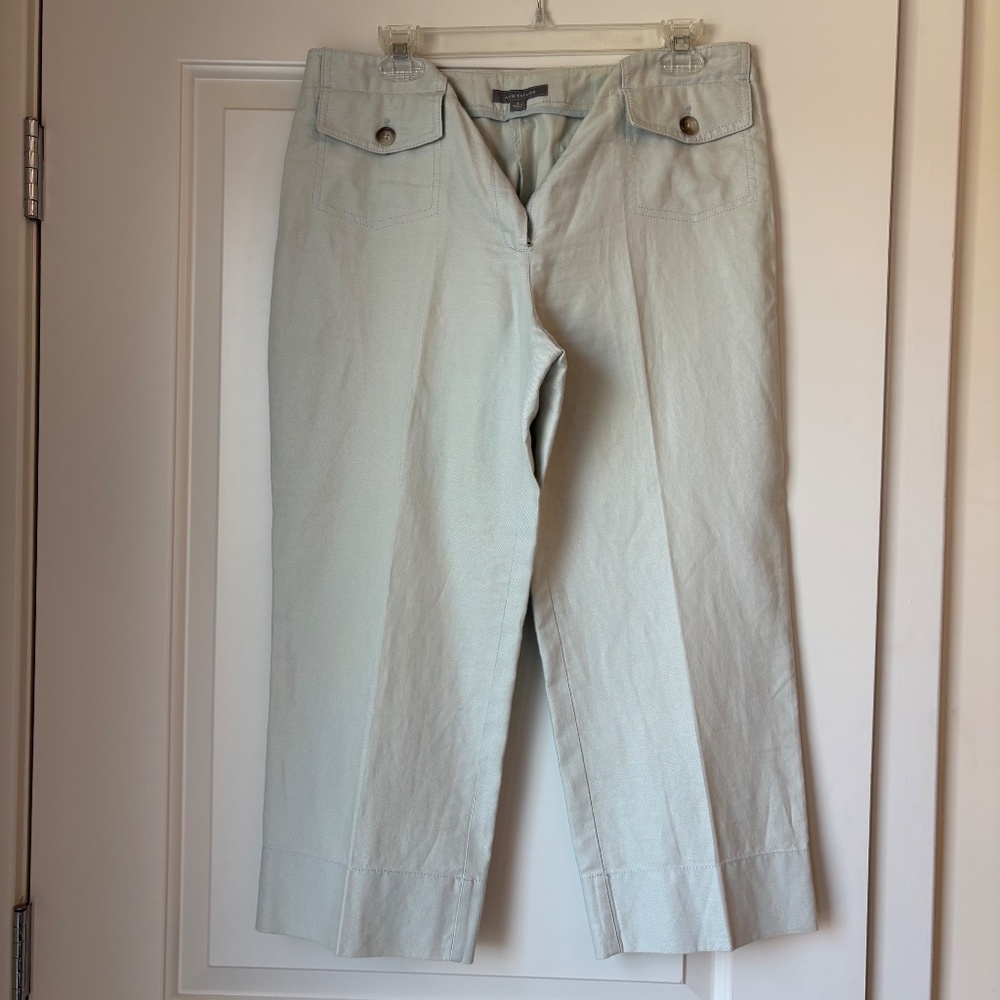 Ann Taylor Womens High Rise Pants Pleated Front Straight Leg Career Green Size 8
